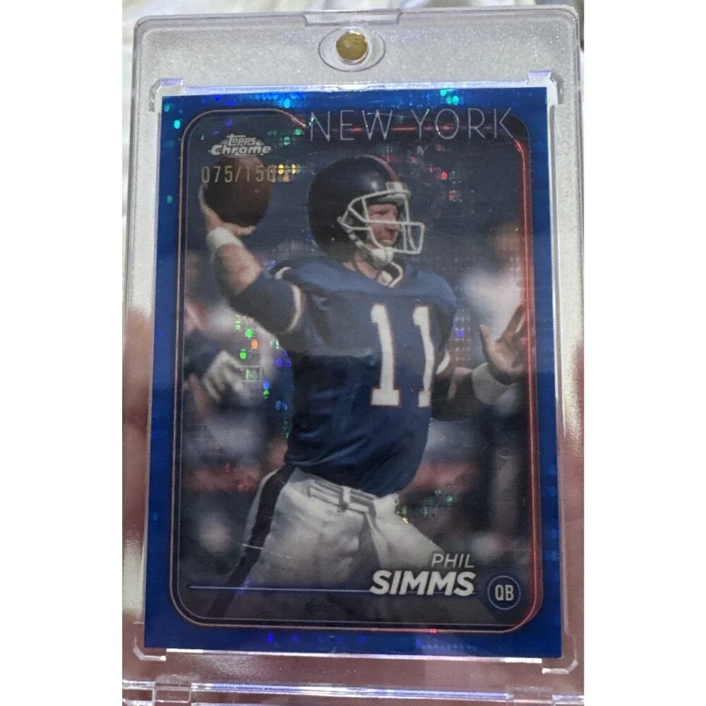 2024 Topps Chrome #140 Phil Simms Blue Sonar Refractor #/150